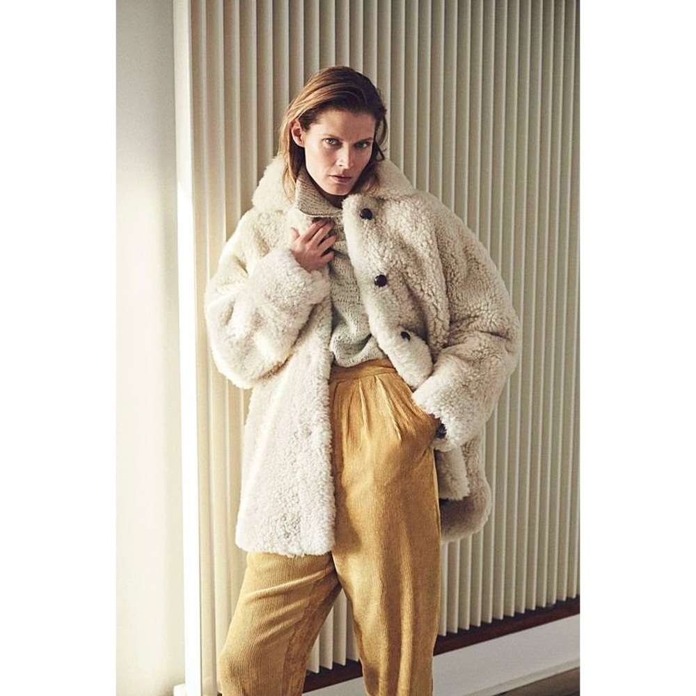 Isabel Marant Sarvey oversize shearling coat ecru